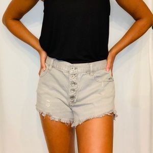 Free People Grey Jean Distressed Shorts Size W30